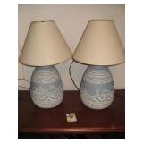 2 VANITY LAMPS W/ INDIAN SCENE