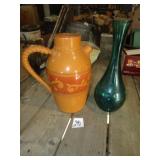 LARGE WATER POT ; GREEN VASE