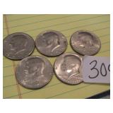 5- KENNEDY HALF DOLLARS - 1-1971 ,2-1973 ,1-1974 ,