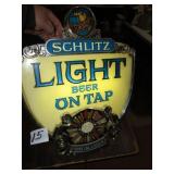 SCHLITZ LIGHT BEER ON TAP LIGHTED RETRO SIGN