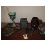 COWBOY TISSUE BOX ;BOOT VASE; POLISHED ROCKS ;MORE