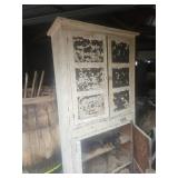 EARLY KITCHEN WALL CUPBAORD W/ OLD CHIPPY WHITE