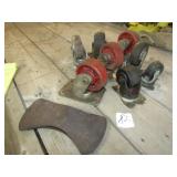 8- CASTER WHEELS ;DOUBLE BIT AXE