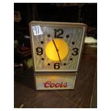 COORS BEER LIGHTED CLOCK - WORKS
