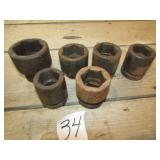 6- 6 POINT 1" DR IMPACT SOCKETS