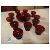 RUBY RED BERRY BOWL W/ 11 DESERT DISHES