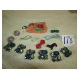 BEADED COIN PURSE ;VINTAGE BAKE LITE HAIR BARRETTS