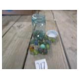 20+ SHOOTER MARBLES IN BALL JAR