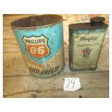 PHILLIP 66 ANTIFREEZE CAN ; MAYTAG MOTOR OIL CAN