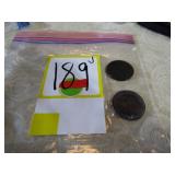 1899 VICTORIA ONE PENNY COIN ; 1927 ONE PENNY COIN