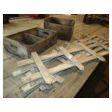 2 WOOD BOXES ; 4- WHITE PICKET FENCE