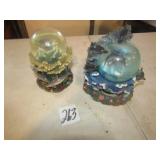 2 DOLPHIN SNOW GLOBES