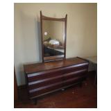 MID CENTURY LANE 6 DRAWER DRESSER W/ MIRROR