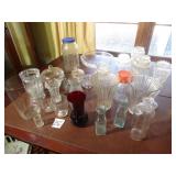 20+ PIECES GLASSWARE ;CANSITER JARS; VASES