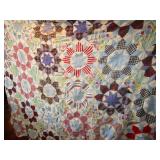VINTAGE HAND STITCHED QUILT TOP -KING SIZE