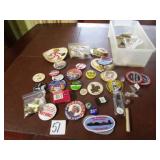 PIN BACK BUTTONS; PATCHES ; HAT PINS ; MORE