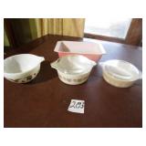 4- EARLY PYREX BAKEWARE DISHES