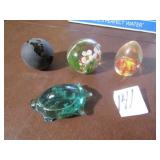 4- ART GLASS PAPER WEIGHTS