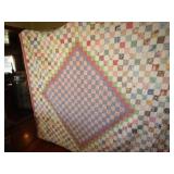 VINTAGE HAND STITCHED SMALL SQUARES QUILT