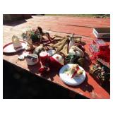 BLUE TOTE FULL OF CHRISTMAS DECOR