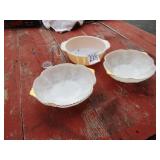 FIRE KING BOWL ;MILK GLASS GOLD TRIM BOWLS; MORE