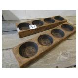 2 COLLECTIBLE 4 HOLE WOOD CHEESE MOLDS