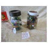 2- PINT JARS OF MARBLES