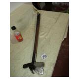 4- VINTAGE WOOD HANDLE GOLF CLUBS