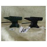 2- COLLECTIBLE CAST IRON OLIVER MINI ANVILS