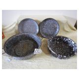 4- PIECES GRAY / BROWN GRANITEWARE