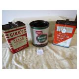 3- GAL. TINS -SURGE ,CONOCO, GINNS