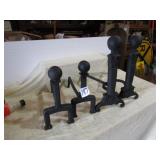 2 PAIRS CAST IRON FIREPLACE ANDIRONS