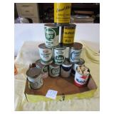 12- ADV. METAL OIL CANS, EMPTY