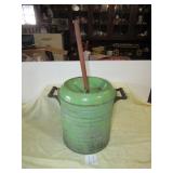 METAL BUTTER CHURN W/ GREEN PAINTS
