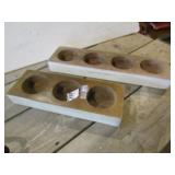 2 COLLECTIBLE PAINTED WOOD CHEESE MOLDS ,3 &4