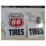 2 COLLECTIBLE METAL SIGNS -PHILLIP 66, MICHEN TIRE