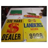 4 PLASTIC SEED SIGNS -DEKALB,STEWART,LANDERS.KELLR