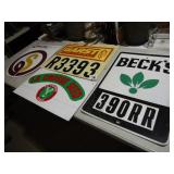 4- PLASTIC SEED SIGN -BECKS, LAGROSS,GARST,ST AUFF