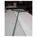 WOOD RACK W/ OLD GREEN PAINT ,41/2 FT HANDLE