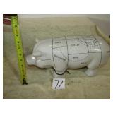COLLECTIBLE PORCELAIN PIG CUTS OF MEAT PIG 16"