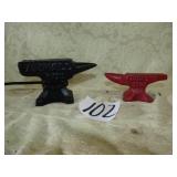 2- IH FARMALL COLLECTIBLE MINI ANVILS 4" ,5"