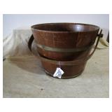 WOOD BUCKET W/ WOOD HANDLE
