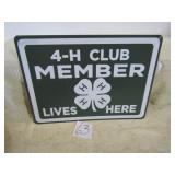 4-H CLUB MEMBER METAL SIGN 101/2" X141/2