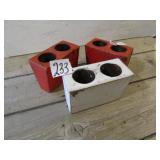 3 COLLECTIBLE 2 HOLE WOOD PAINTED SUGAR MOLDS