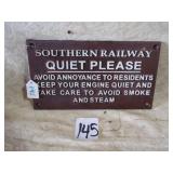 SOUTHERN RAILWAY COLLECTIBLE PLAQUE, CAST IRON
