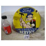 COLLECTIBLE PORCELAIN FORD 12" ROUND SIGN