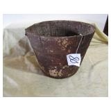 WOOD BUCKET W/ OLD RED PAINT