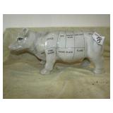 COLLECTIBLE PORCELAIN COW CUTS OF MEATS COW 16"