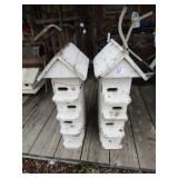 2 VINTAGE WOOD PURPLE MARTIN HOUSES 34" TALL