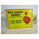 COLLECTIBLE PORCELAIN RED GOOSE SHOES SIGN 13 X16